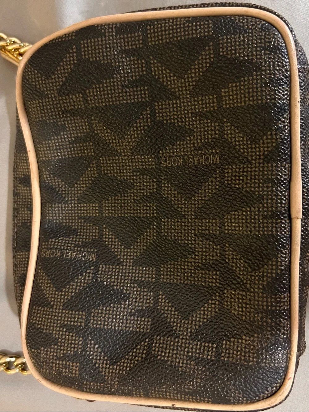 Michael Kors Brown and Tan Logo Crossbody Bag